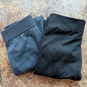 Unbranded Womens Fleece Lined Leggings Set of 2 Black Gray High Waist Stretchy